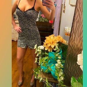 🌷SEXY 🌷 90s Vintage Strapless Zebra Corset Style Dress
